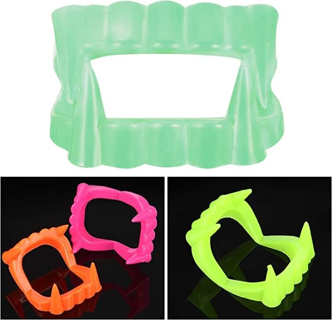The Dreidel Company Halloween 100 Teeth Neon Fangs Teeth, Costume, Funny Halloween Dress-Up, Pretend Play Decoration