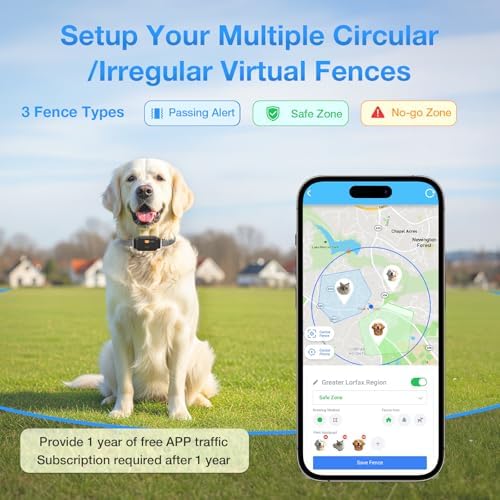 Electric Dog Fence,Wireless Virtual Fence Dog Collar,Smart GPS Dog Collar