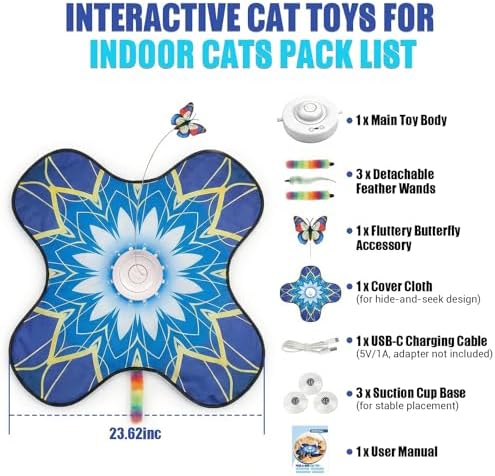 Interactive Cat Toys For Indoor Cats, Rechargeable Touch Automatic Cat Toy