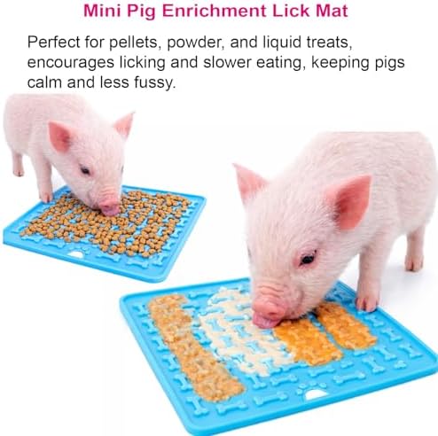 3Pcs Pig Enrichment Toys, Silicone Lick Mat for Mini Pigs with Spatula, Suction Cup Slow Feeder Enrichment Mat for Powder Slurry, Soft Food & Pellets, Toy for Mini Pigs.