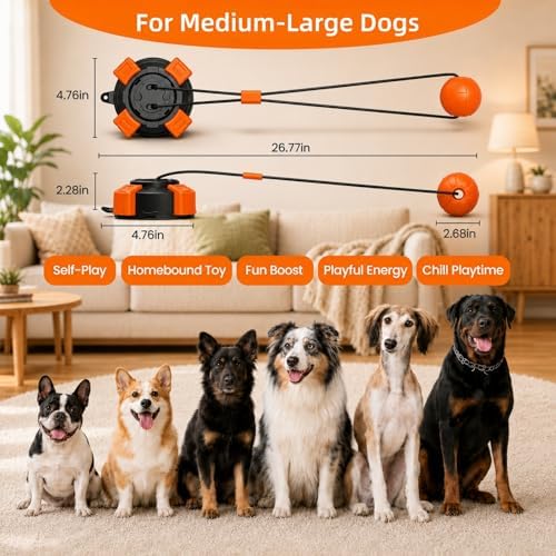 Interactive Suction Cup Tug of War Dog Pull Toys for Medium and Large Dogs, Chew & Puppy Teething Puzzle Toy Ball, Mental Enrichment Toy for Aggressive Chewers to Keeps Dogs Busy