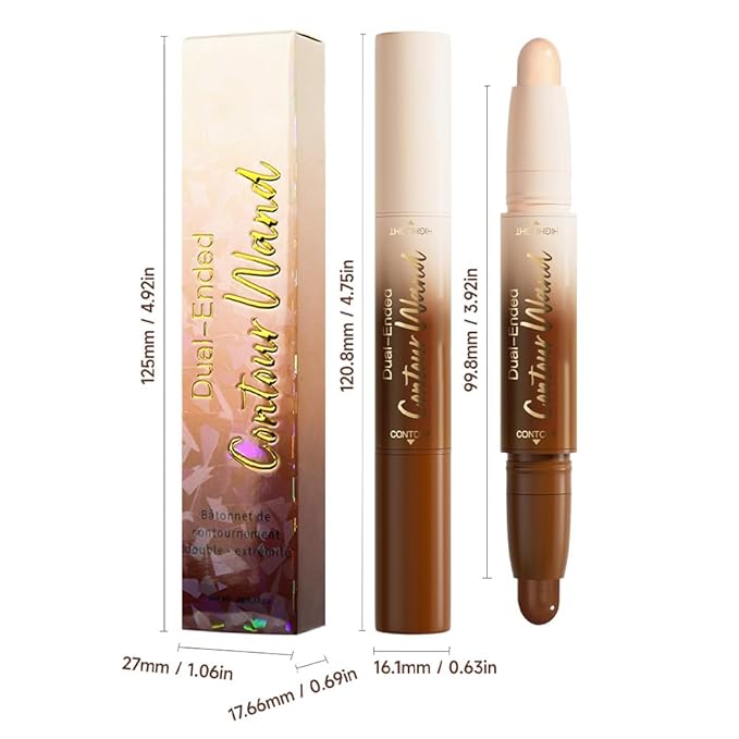Nuetral Nude + Beige Contour Stick Dual Ended Face Body Makeup Waterproof no Transfer, 2 in 1 Cream Concealer Stick Contouring Makeup Kit, Nose Contour Bronzer Sticks Face Highlighter Make up