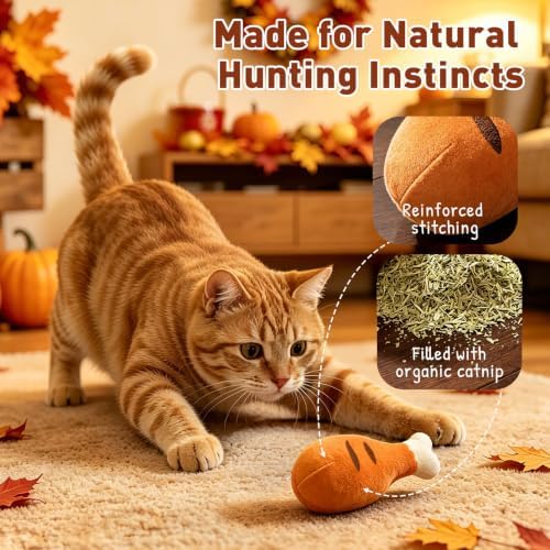 CiyvoLyeen Plush Thanksgiving Catnip Toys for Indoor Cats 6 Pack