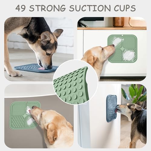 ChefAide 2 Pack Lick Mat for Dogs,Cats,Upgraded 8.5×8.5 inches Licking Mats with Suction Cups,Slow Feeder Licking Pad for Anxiety Relief and Boredom Reducer,Suitable for Dog Training Set 3