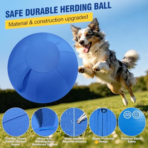 Herding Ball for Dogs Large for Australian Shepherd, Blue, Medium