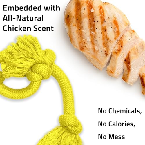 Playology Tug Rope Dog Toys for Large Breed Dogs - Mega Size, Chicken Scent