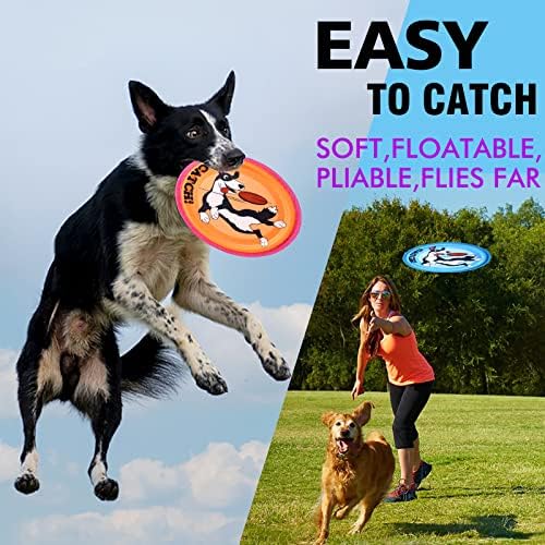 XIGOU Dog Flying Disc, 3 Pack Dogs Flyer Toys, Lightweight Flying Disc Dog Fetch Toy for Small, Large Dogs & Puppies - Floats in Water & Safe on Teeth