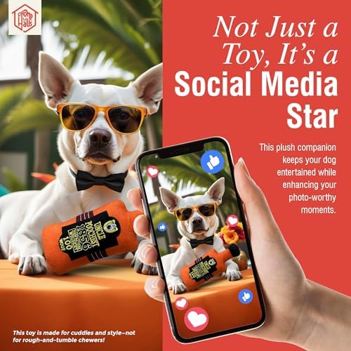 Uncle Poochest – Luxurious Parody Plush Dog Toy with Squeaker, Premium Fabric, Embroidered Details, Designer-Inspired Chew Toy, Fun Gift for Medium Dogs & Dog Lovers