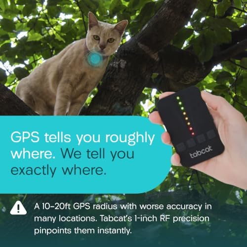 Tabcat V2 Cat & Kitten Tracker - More Accurate Than GPS - No Monthly Fee or Subscription - Includes 4 Homing Tags - Up to 150m Range - Small & Lightweight Tags Perfect to Find Indoor & Outdoor Cats