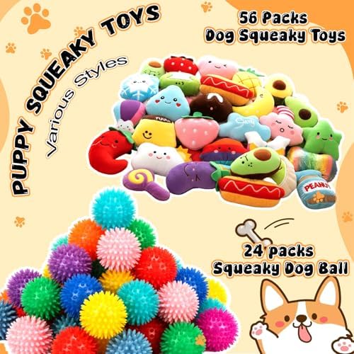 Hungdao 80 Pcs Dog Squeaky Toys Bulk for Small Dogs, Plush Chew Toys