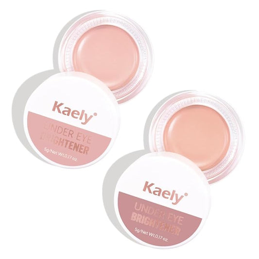 Kaely 2Pcs Shimmer under Eye Brightener, Conceal Brighten Dark Circles, Color Correcting Pot Concealer for Dark Circles, Waterproof, Vegan Makeup & Cruelty-Free, 01 Light Rose & 06 Rose Pink