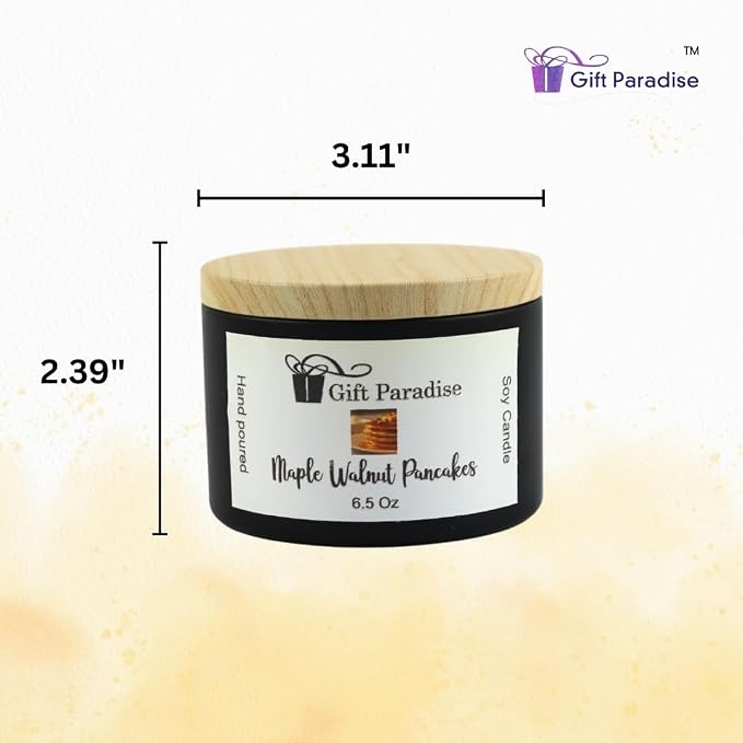 Soy Wax Candle in Black Metal Tin, 6.5 oz, Cotton Wick (6.5 oz, Maple Walnut Pancakes)