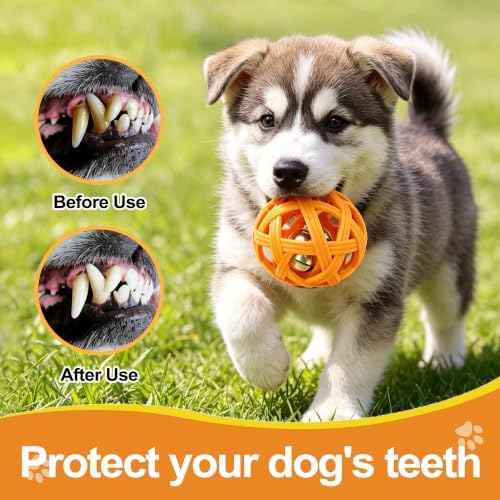 4-Pack Balls with Inside Bell, Non-Toxic Toys for Small Dogs & Puppies