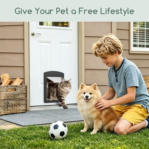 Large Cat Door with Sliding Lock Panel and Magnetic Flap