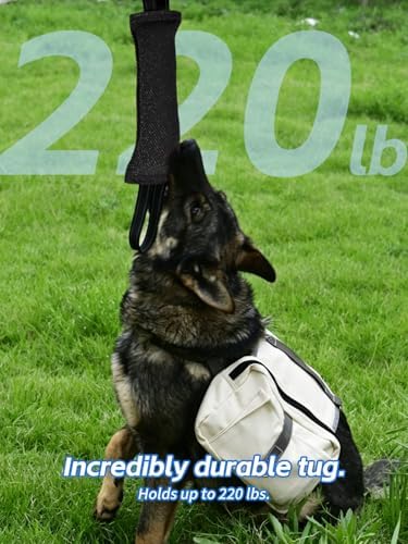 K9-Grade Dog Bite Tug Toy with Strong Handles, Interactive Tug of War Dog Toy, Durable & Tear-Resistant Linen, Lasting Training Equipment, Ideal for Medium to Large Breeds (Black+Blue)