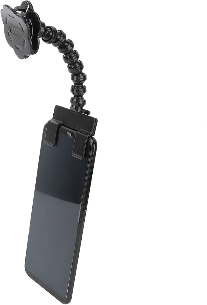 Dog Treat Camera Dispenser with Flower Clip for Phones Tablets Pet Selfie Device PVC Flexible Treat Feeder for Dogs Cats (Black)