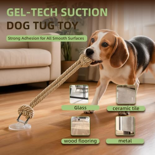 Interactive Tug Toys with Powerful Suction Cup for Puppy Dogs,Dog Enrichment Toys to Keep Them Busy,Teeth Cleaning Toys for Small Medium Breed Dogs,Indoor Toys,Pure Cotton,2PCS