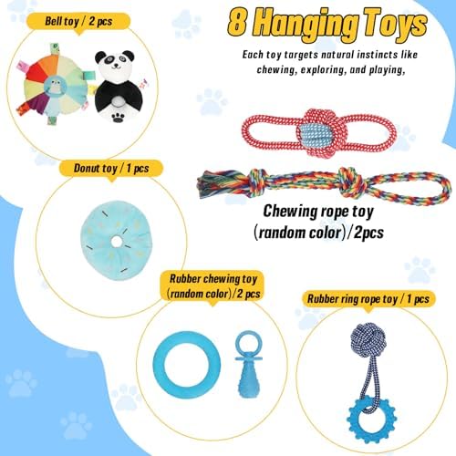 Blue Puppy Play Gym with 8 Hanging Toys