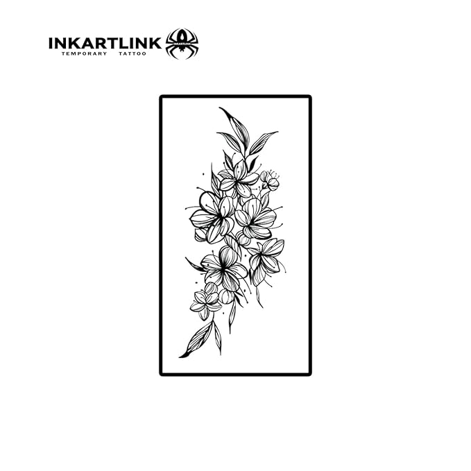 INKARTLINK Semi Permanent Tattoo, 15-day Temporary Tattoo, Flower Tattoo for Women, Waterproof and Anti-reflective, Exquisite Packaging, Unique Design (Flowers 1)