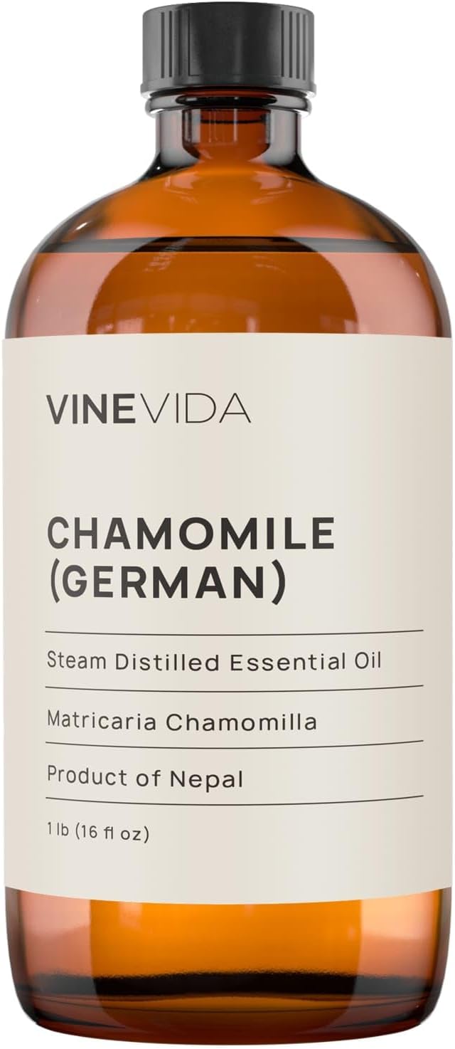VINEVIDA Chamomile German Essential Oil 16 oz - Undiluted Chamomile Oil 16 oz - Chamomile Candle Oil Scent - DIY Candle Scents for Candlemaking - Bulk Essential Oil for Soap Making
