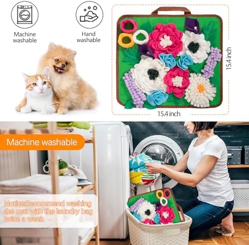 Snuffle Mat for Dogs Pet Treats Feeding Mat for Small/Medium Breed Dogs Non-Slip/Portable/Durable Interactive Dog Puzzle Toys Encourages Natural Foraging Skills (Green)