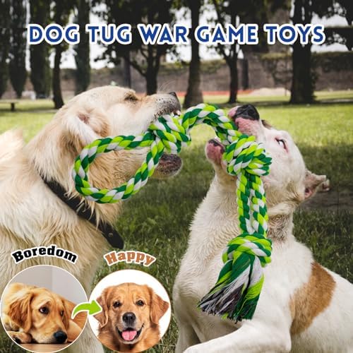 WDZZHOT [3 Pack] Dog Rope Toys for Large and Medium Aggressive Chewers, Nearly Indestructible Rope Chew Toys, Heavy Duty 100% Cotton Tug of War Dog Toy for Boredom, Teeth Cleaning