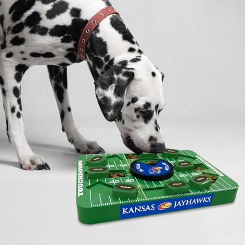 Pets First NCAA Kansas Large Puzzle Toy - Interactive Dog Treat & Slow Feeding Toy