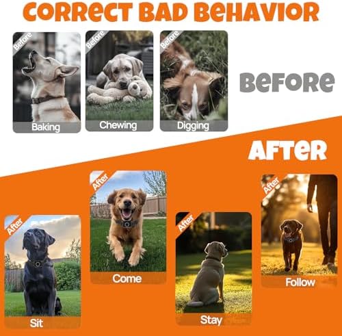 Fsitego Wireless Dog Fence System, 4‑in‑1 Electric Dog Fence with Training Collar, Remote Control & Status Monitor, Waterproof Receiver for Medium & Large Dogs, Outdoor Use