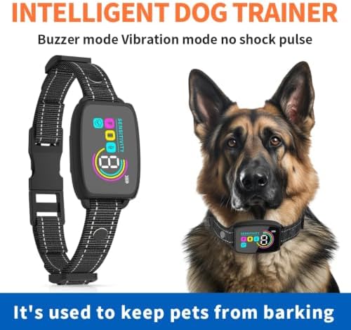 Smart Anti Bark Collar for Small Medium Large Dogs, Rechargeable Dog Barking Collar with HD Color Screen, AI Smart Recognition, IP67 Waterproof, 4 Training Modes & 8 Sensitivity Levels