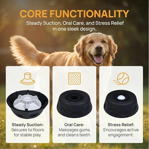 Slow Feeder Lick Bowl with Rolling Ball, Anti-Slip, Black