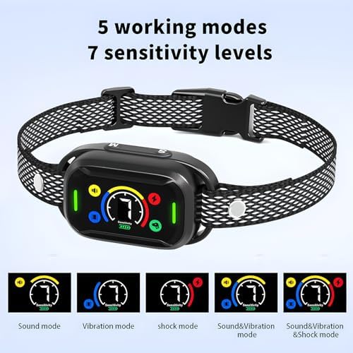 Smart Bark Control Collar, New Upgraded Color Screen, No Bark Control Anti-Barking Dog Bark Collar, Waterproof, Rechargeable, Multifunction and Safe.
