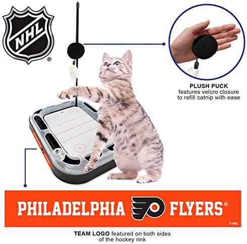 Pets First NHL Philadelphia Flyers Hockey Field 5-in-1 Cat Scratcher Toy with Interactive Cat Ball & Bell