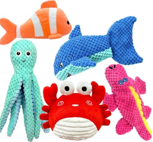 MRSOHRET Dog Squeak Toys for Aggressive Chewers, Crinkle Puppy Chew Toys