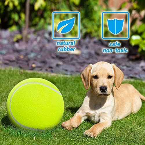 9.5" Large Dog Tennis Balls (2-Pack), Inflatable Toy with Pump