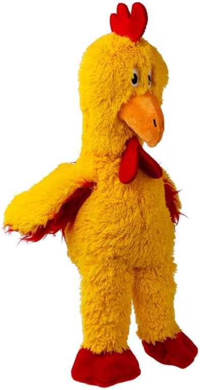 KONG Knots Chicken Dog Toy – Internal Knotted Rope & Dual Squeakers – Durable Plush with Minimal Stuffing, Indoor/Outdoor Chew & Tug Toy (Medium/Large)