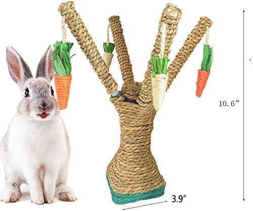 Hamiledyi Pet Bunny Fun Tree Rabbit Chew Toy Rattan Grass Scratcher Tower