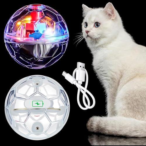 Sratte 2 Pcs Rechargeable Light up Cat Ball Ghost Hunting, Clear