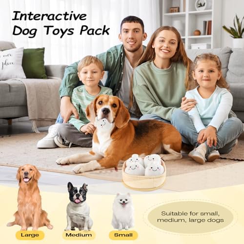 Sedioso Dog Squeaky Toys, 5-Pack Interactive Dogs Toy, Stuffed Dog Chew Toys, Durable Plush Toy for Puppy, Small, Middle, Large Dogs