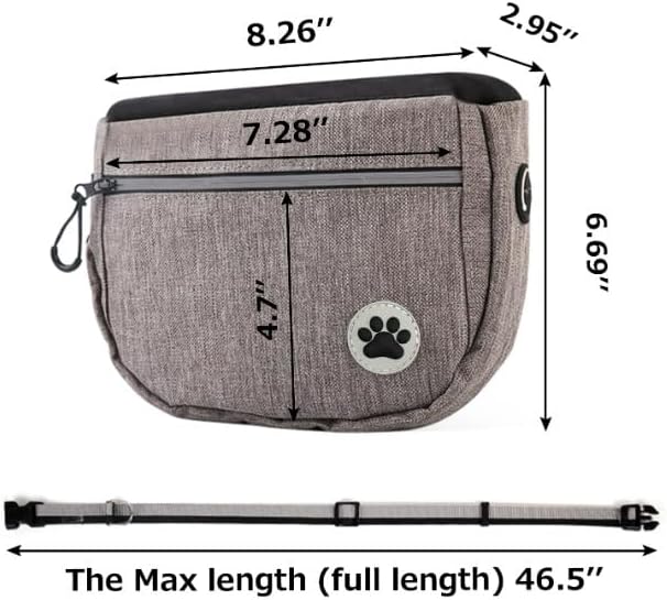 Dog Walking Waist Bag, Gray, Navy Blue, with Bungee Leash, Hands-Free Training Pouch, Treat Storage, Poop Bag Dispenser (Gray)