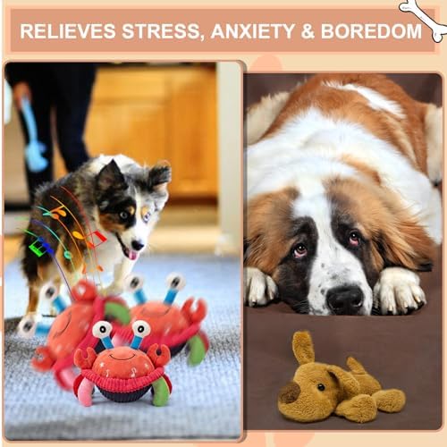 BABORUI Interactive Dog Toys Crab, Jumping Squeaky Dog Toys with Recording and Music Modes, Rechargeable Moving Dog Chew Toys for Small/Medium/Large Dogs to Keep Them Busy(Crab)