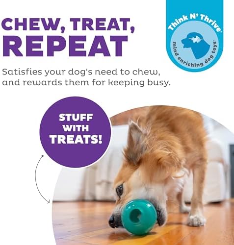 Outward Hound Double-Tuff Stuffable Dog Toy, Medium Blue, 3.9" x 2.5" – Treat Dispensing Chew Ball for Small to Medium Dogs, Interactive Puzzle Toy for Enrichment & Slow Feeding