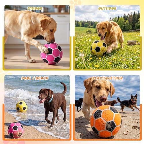 Vinsot 3 Pack 9.5" Large Dog Football Balls Interactive Pet Toys Dog Toy Football Chew Oversize Felt Training Fetch Ball for Small Medium Large Dogs Outdoor Play