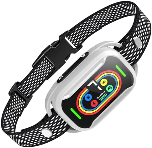 Smart Bark Collar for Dogs, 5 Modes Training Collar | Smart bark collar with beep, vibration and shock modes, 7 sensitivity levels, LED display, rechargeable waterproof design