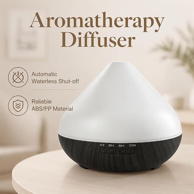 Essential Oil Diffuser 550ML Large Capacity with Remote for Home | Auto-off Functuon,Remote Control,7 LED Color Light,Timer Setting for Large Room Living Room Office Bedroom