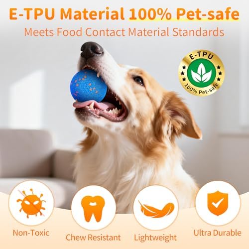 Smart Interactive Dog Toys, Interactive Dog Ball with IPX7 Waterproof, E-TPU Material, Low Noise, Automatic Moving/Bouncing/Rotating for Medium and Large Dogs Indoor & Outdoor Stimulation