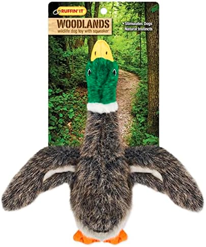 RUFFIN' IT Woodlands, Plush Mallard 8 in Squeaky Soft Stuffed, Dog Chew Toy