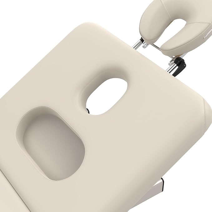 Electric Massage Bed with Adjustable Height and Backrest, Electric Massage Table for Treatment, Physical Therapy and Spa Facial Bed, 2 Motor, Hydraulic Equipment, Remote Control, 32 W x 75 L, Beige