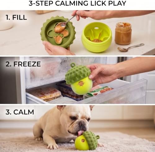 Dog Toy Treat Dispenser, Slow Feeder Puzzle (Grass Green) | 2-in-1 slow feeder & freezable lick toy. Twist-open 2-piece easy clean. Food-grade silicone for small & medium dogs.