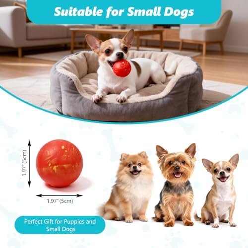 Squeaky Dog Balls, 4 Pack Soft Latex Small Dog Toys for Puppies Small Breeds, 2.0" Interactive Bouncy Fetch & Chew Toys for Puppy Training and Playing