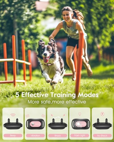SLOPEHILL Dog Shock Collar,4200FT Dog Training Collar with Remote,Pink | IP68 Waterproof e Collar with Beep,Vibration,Safe Shock,Light,No Shock Mode,Shock Collar for Small Medium Large Dog 8-140lbs